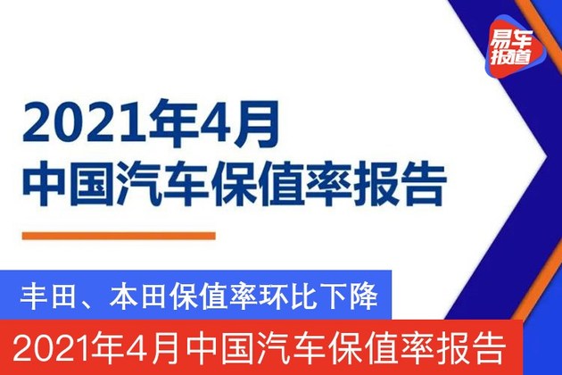 2021年4月中国汽车保值率报告 丰田、本田保值率环比下降
