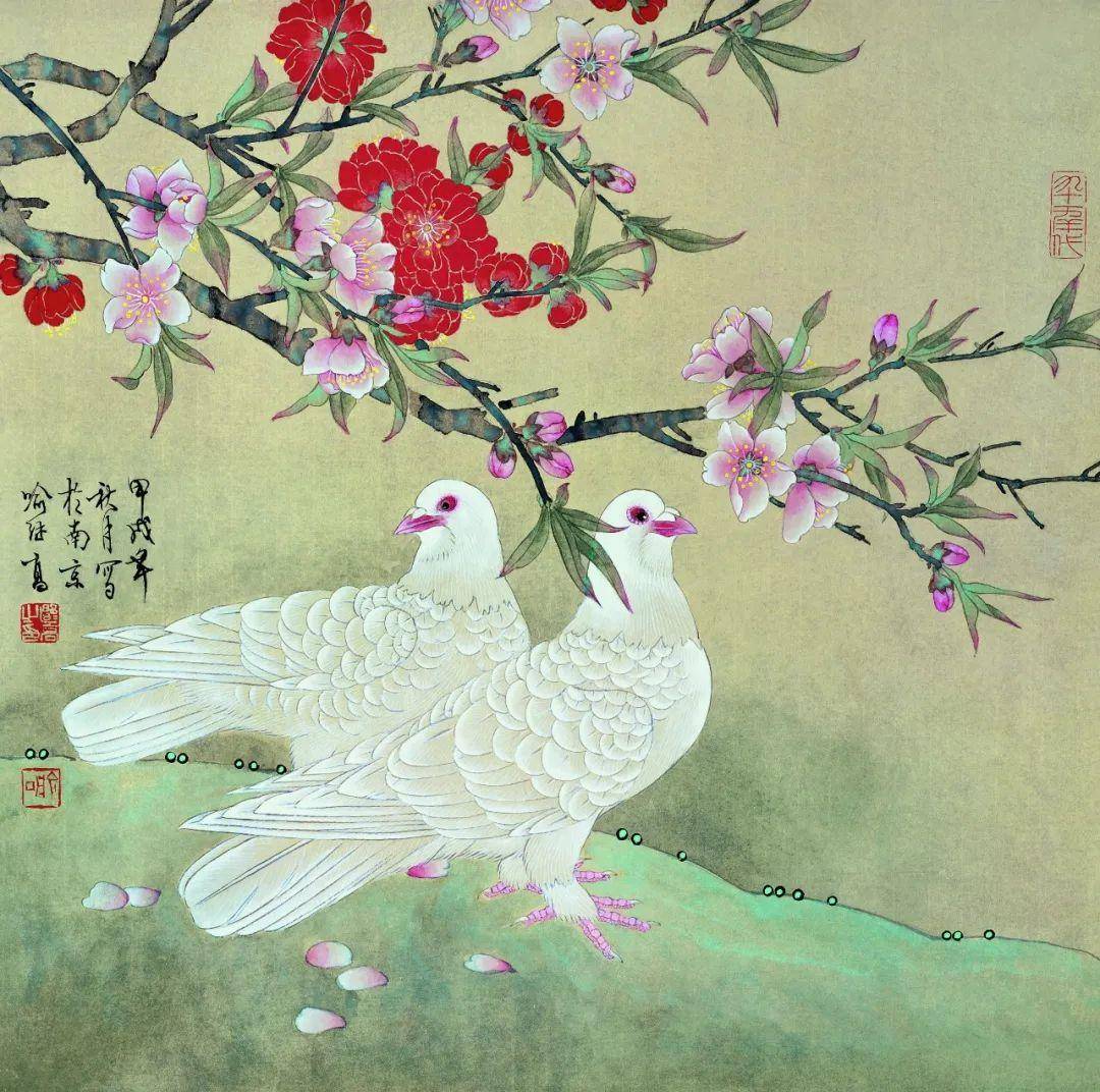 工笔花鸟画大师喻继高画作:高贵与平易