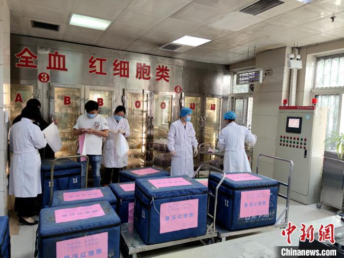 资料图:2020年5月,河南30万毫升悬浮红细胞运往武汉。 河南省红十字血液中心供图