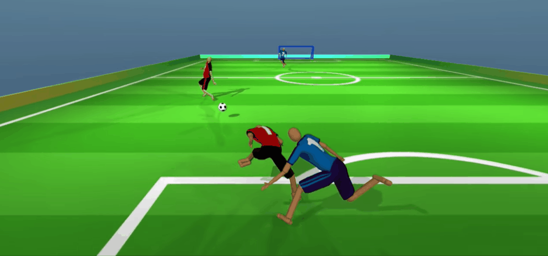 deepmind训练ai玩足球风骚走位堪比人类传球抢断进球配合比中国男足都