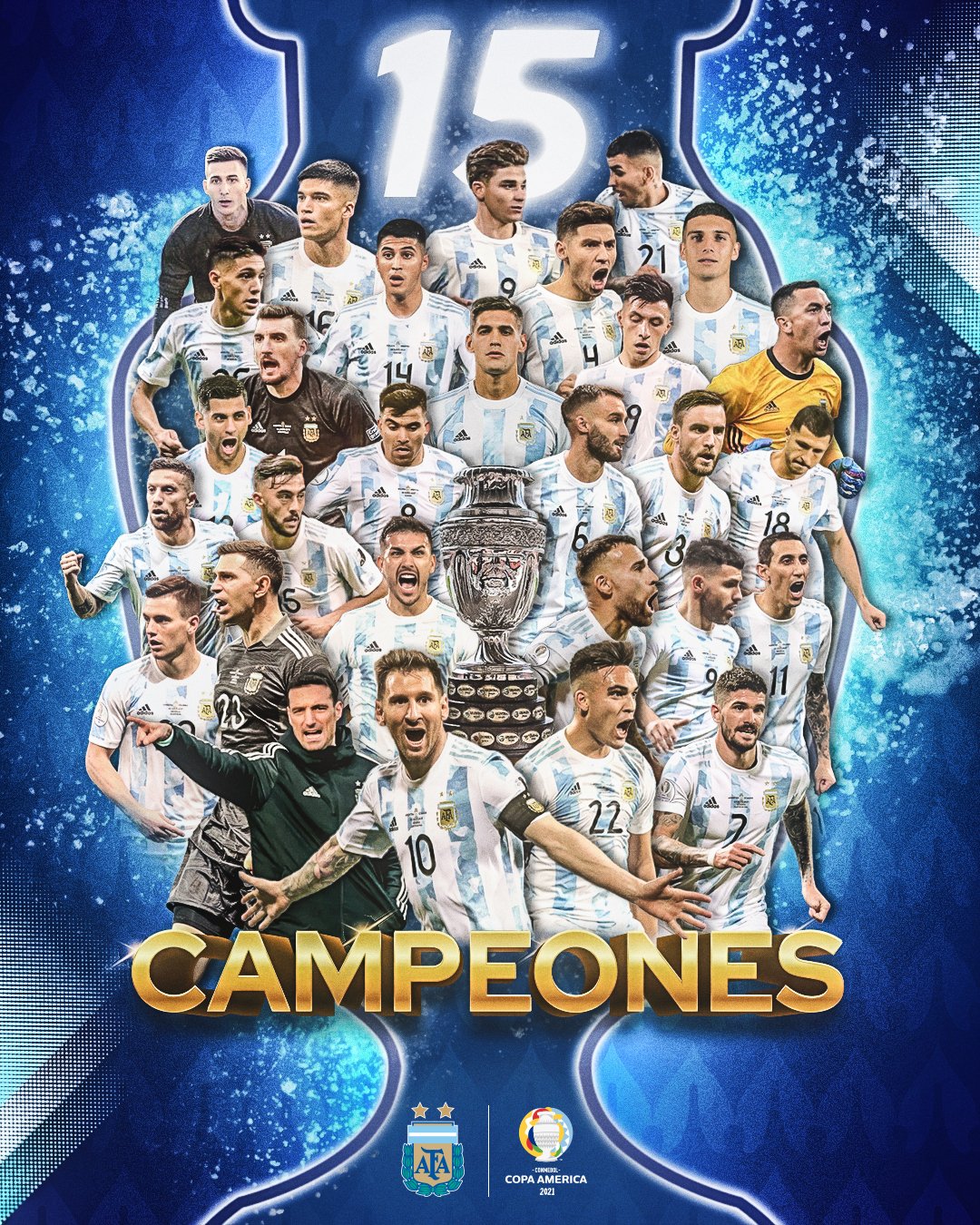 阿根廷国家队在官方社交媒体账号上发布的夺冠海报。