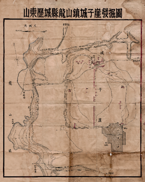 城子崖遗址1930年代发掘探方布方示意图