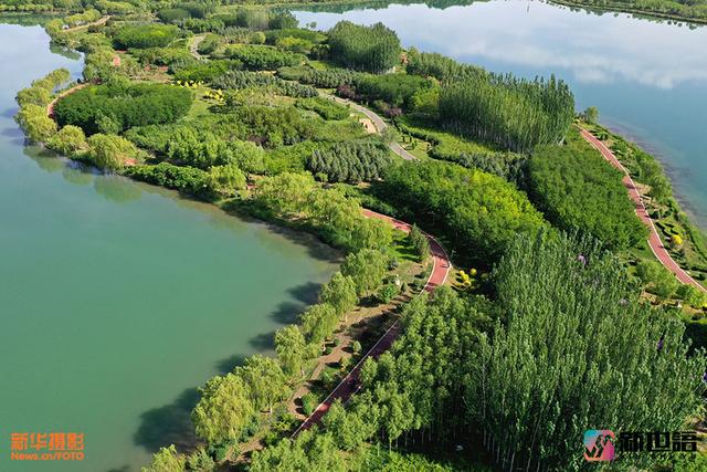 无人机航拍甘肃张掖芦水湾郁郁葱葱景如画