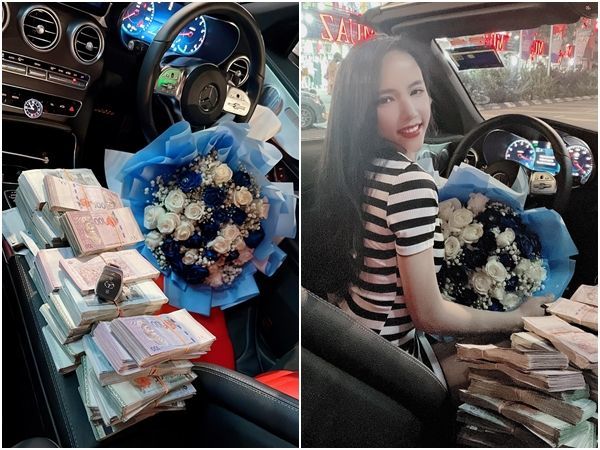 越南美女“炫富”晒老公送30万现金塞满车，称：没钱我也嫁