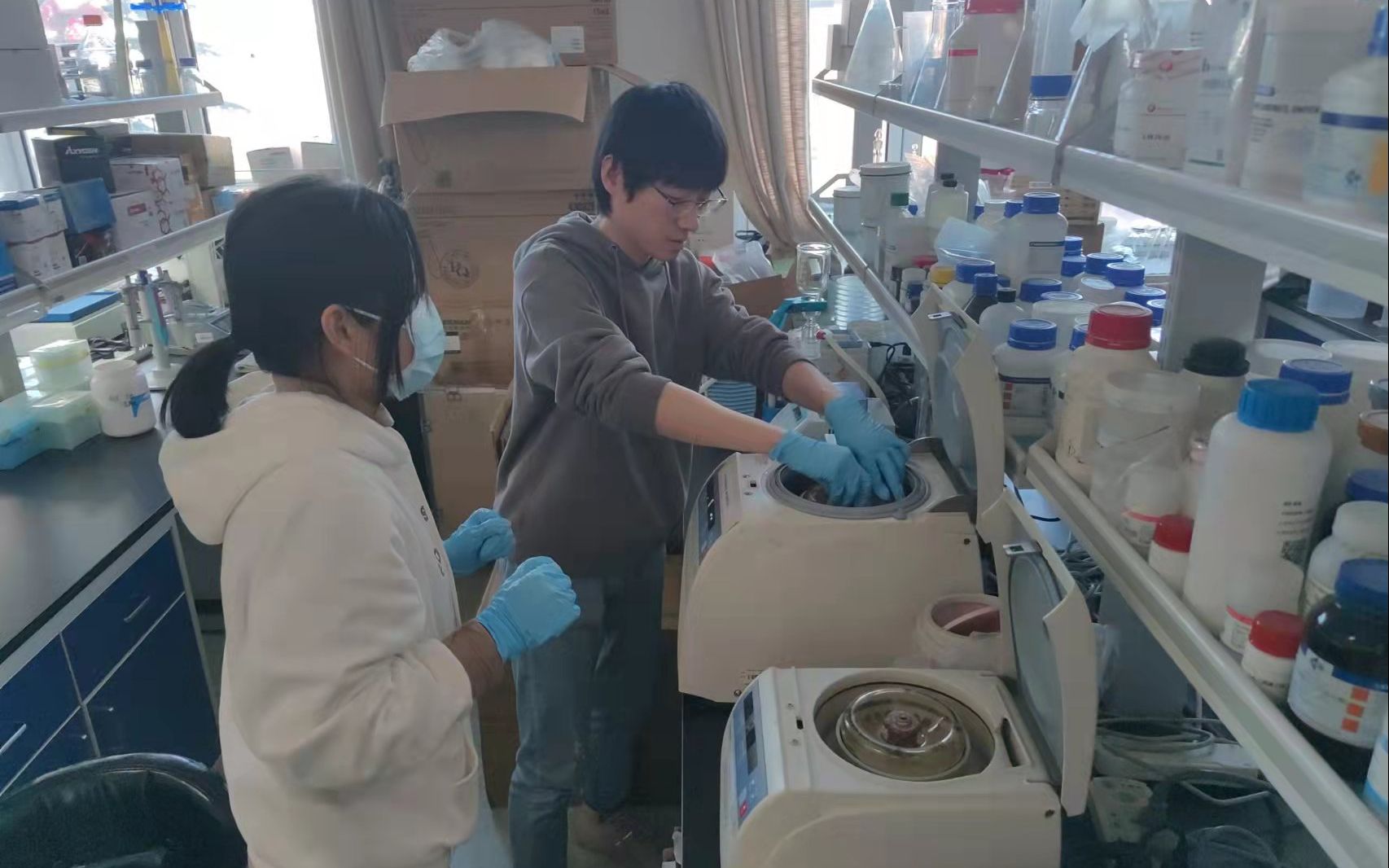 李克斌团队的实验室人员正在做实验。新京报记者 王巍 摄