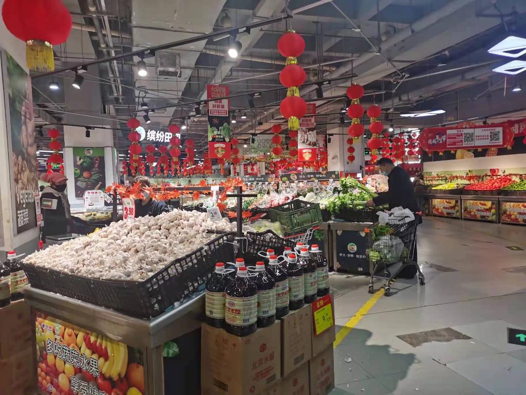 9日，天津物美超市物资充足。（受访者供图）