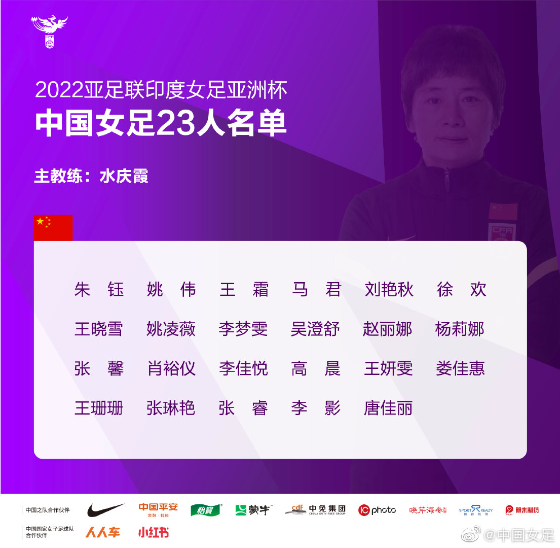 中国女足亚洲杯23人大名单。