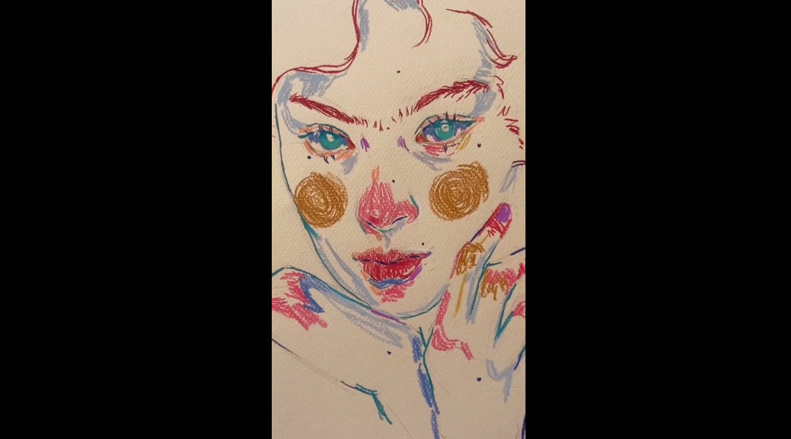 roxartss彩铅肖像画来源蝎子莱莱