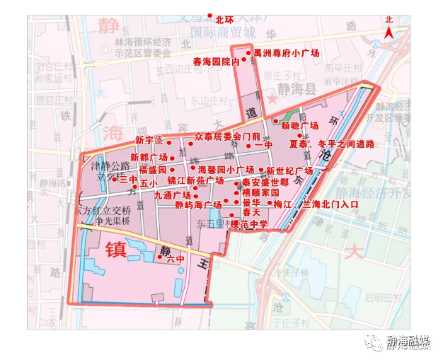 镇重点区域核酸检测点示意图2022年1月17日静海区疫情防控指挥部衷心