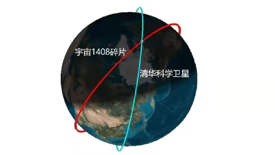 清华科学卫星与宇宙1408碎片交会关系 图片来源：空间碎片中心