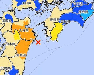 日本九州岛近海发生6.4级地震 震源深度40千米