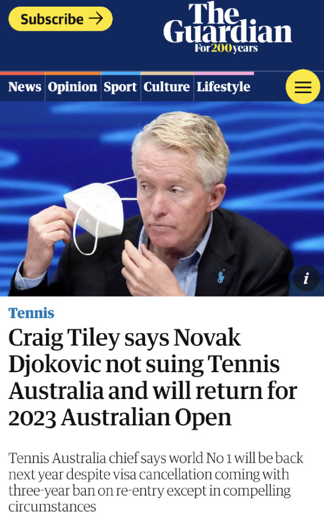 各退一步?曝德约放弃起诉澳洲当局,明年澳网可正常参赛!