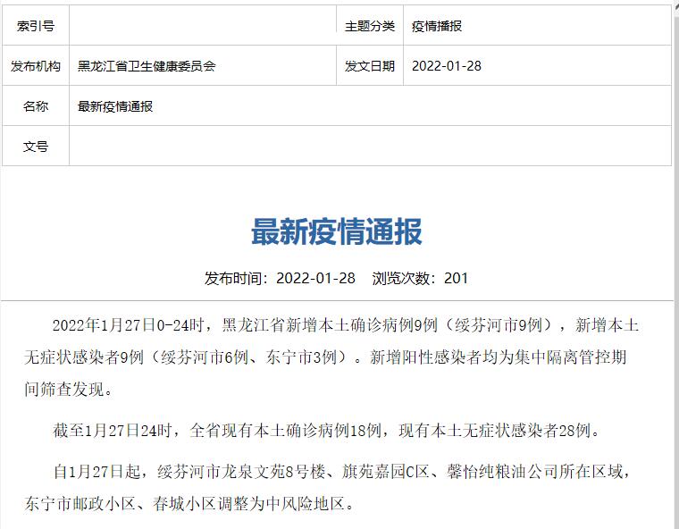 黑龙江省卫生健康委员会网站截图