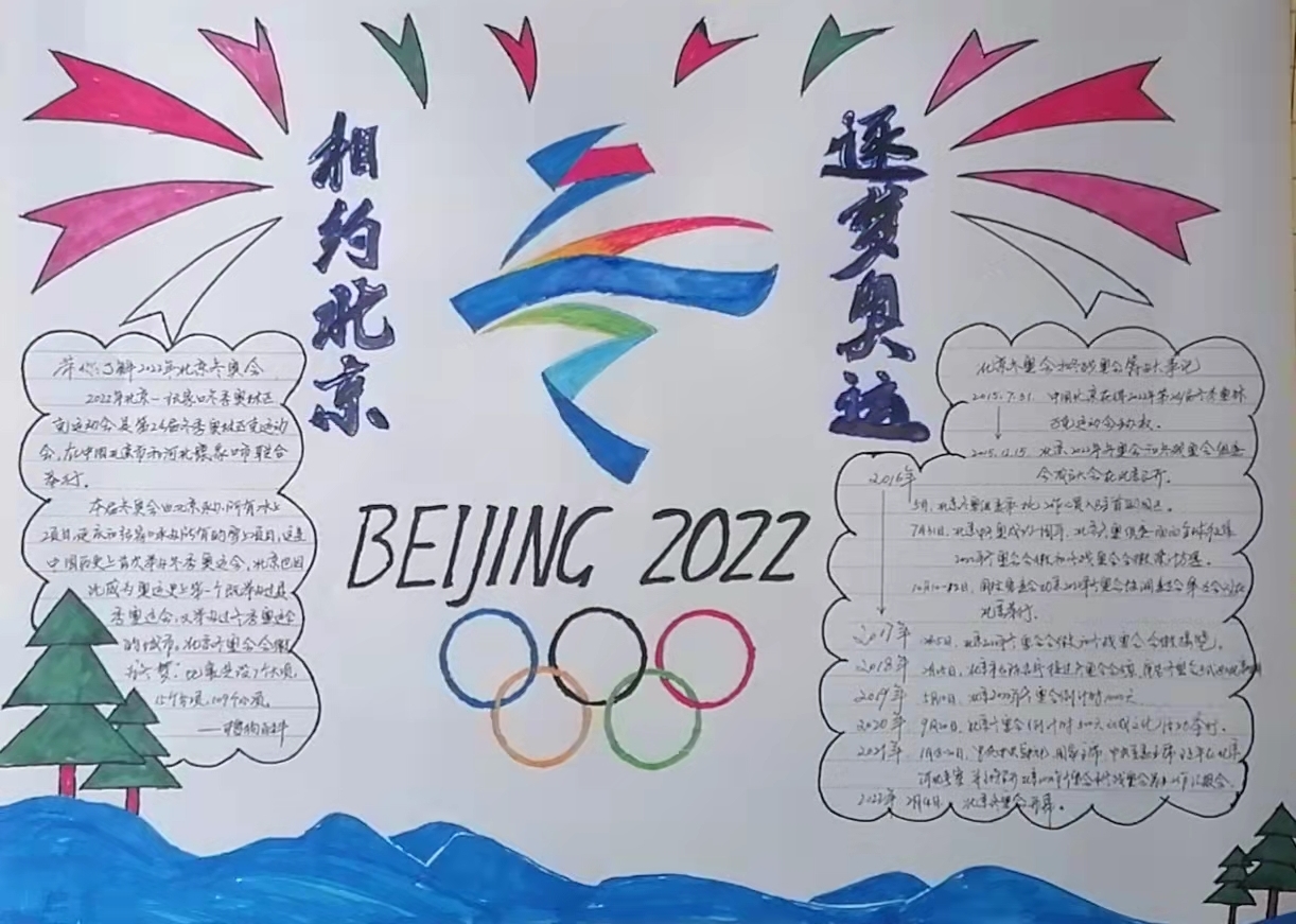 济源天坛路幼儿园开展冰雪有约畅想冬奥手抄报绘制活动