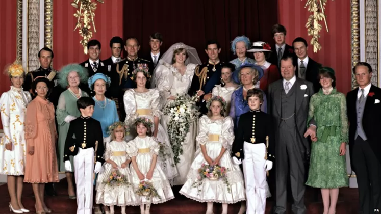 1981年7月29日，在查尔斯和戴安娜婚礼上，王室拍摄全家福。