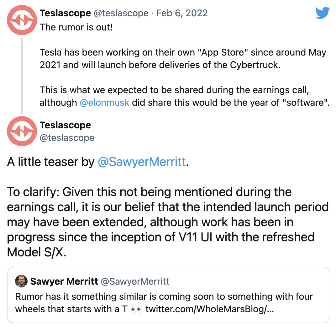 借鉴苹果?传特斯拉或推应用商店