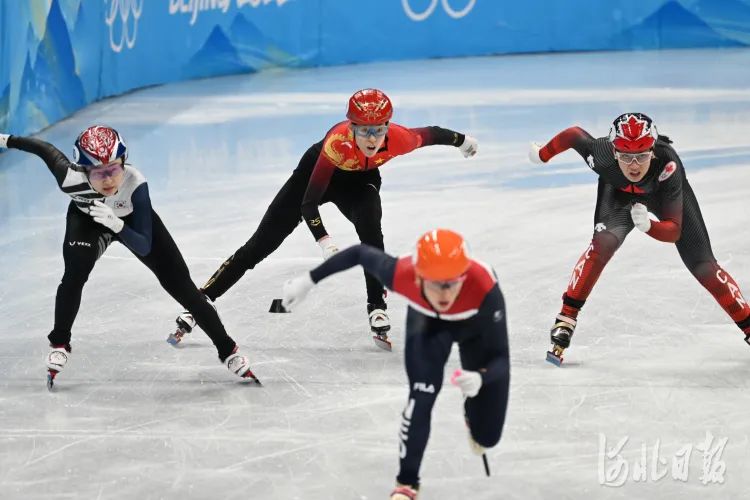 短道速滑女子3000米接力a组决赛现场.河北日报记者郝东伟摄
