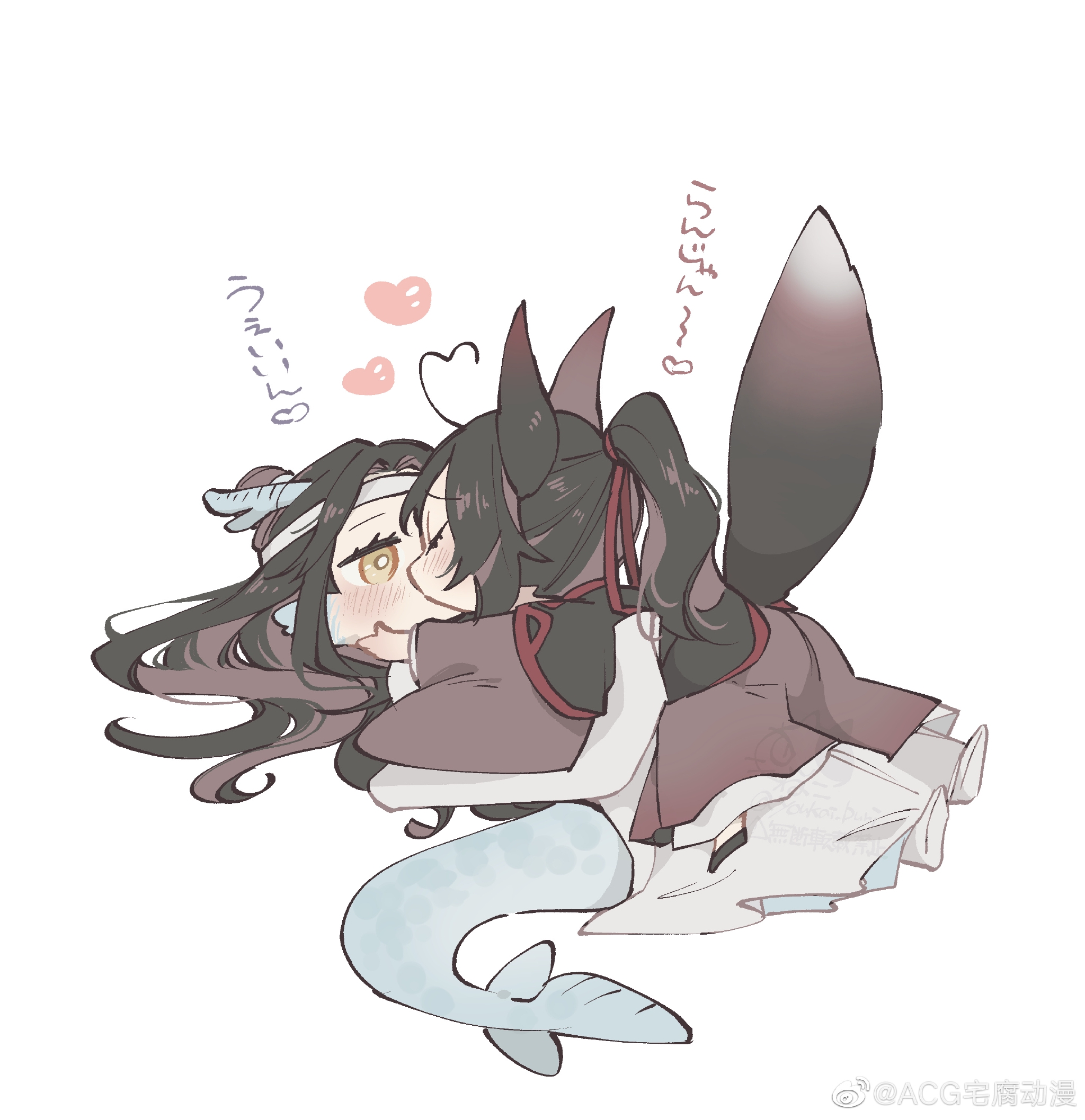 龙叽狐羡pa!狐羡好主动,尾巴翘高高好可爱 twi:youkai_puri