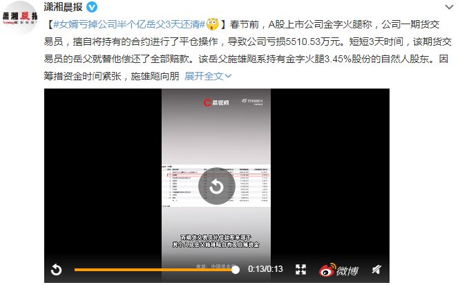 中国好岳父?女婿亏掉公司半个亿 岳父3天还清!涉事公司回应了休闲区蓝鸢梦想 - Www.slyday.coM 中国好岳父?女婿亏掉公司半个亿 岳父3天还清!涉事公司回应了休闲区蓝鸢梦想 - Www.slyday.coM