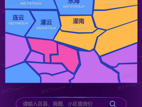 2022年2月连云港市、各区域房价地图