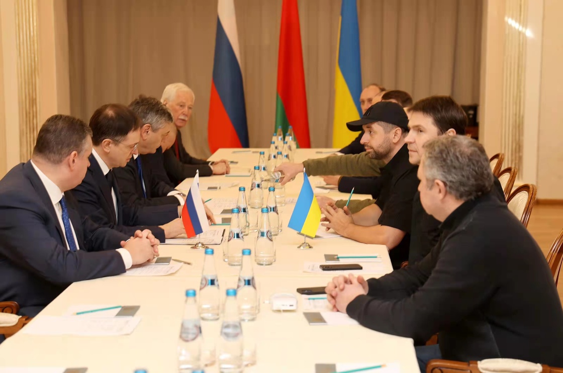 这是2月28日在白俄罗斯戈梅利州拍摄的谈判现场。新华社 图