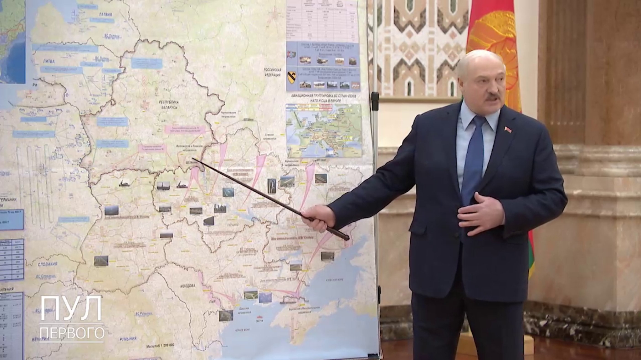 卢卡申科在国安会议上展示的俄军最新进展图