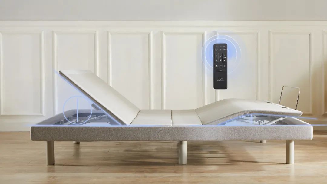 bed has a remote control with eight positions such as zero