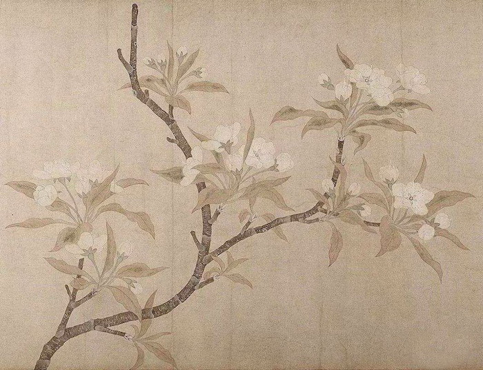 元 錢選《梨花圖卷》局部