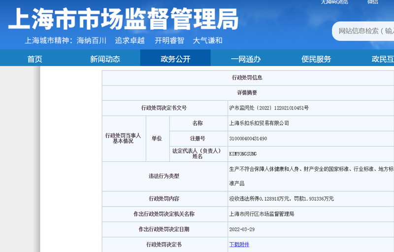 来源:上海市市场监管局网站