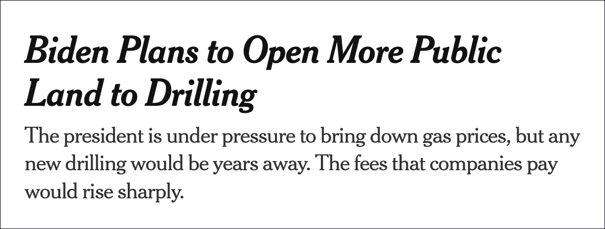 《纽约时报》报道：拜登计划开放更多土地用于钻探