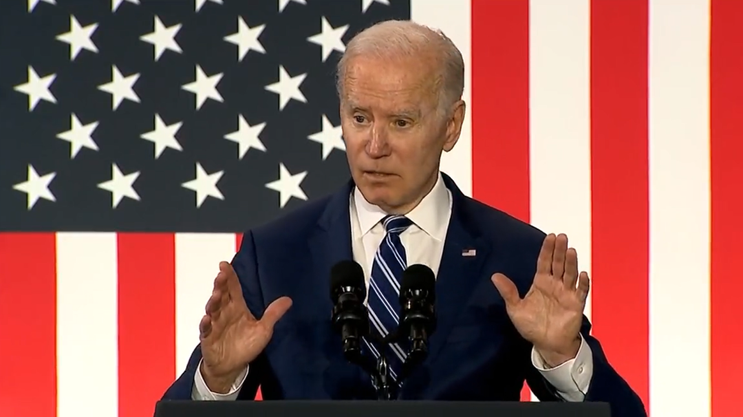 拜登在演讲中。视频截图