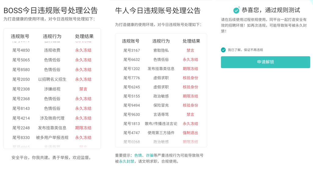 BOSS直聘Q1治理公报:处置近16万违规账号 配合警方抓获19人休闲区蓝鸢梦想 - Www.slyday.coM BOSS直聘Q1治理公报:处置近16万违规账号 配合警方抓获19人休闲区蓝鸢梦想 - Www.slyday.coM