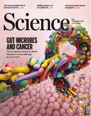 2018年1月《科学》杂志封面研究发现使用过广谱抗生素的患者肠道菌群