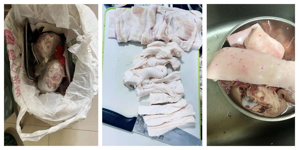团购住户收到的猪肉照片。