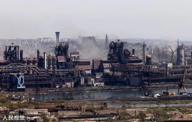 当地时间2022年4月24日，顿涅茨克马里乌波尔市，亚速钢铁厂的景象。