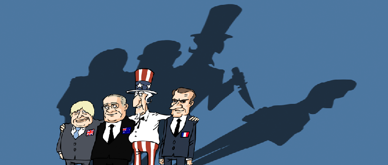 ▲ 美国在欧洲盟友背后捅刀，早已不是第一次。 （漫画|刘蕊）