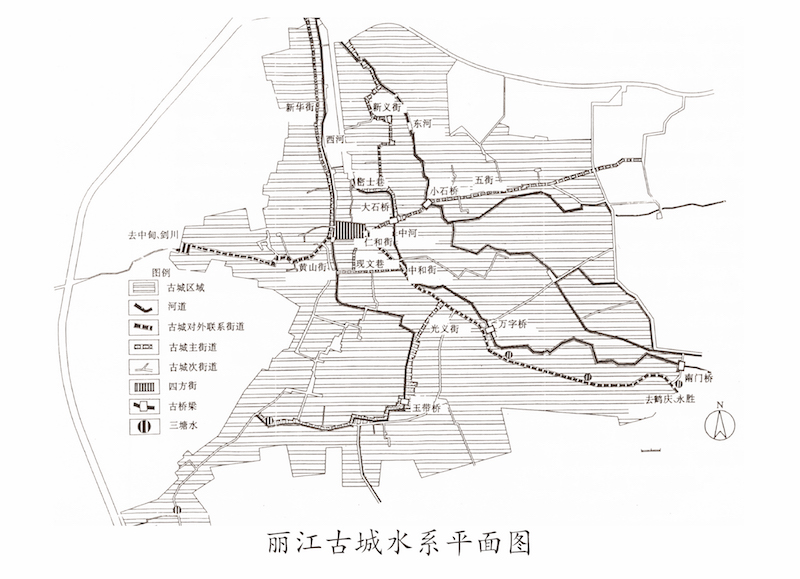 丽江古城水系平面图，提供者 杨大禹