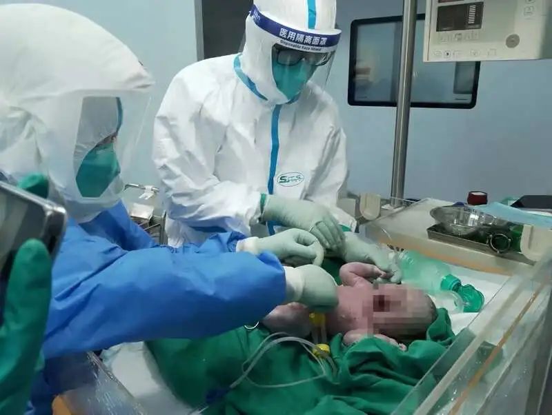 在上海市公共卫生临床中心，医护人员正在照料新生儿。（受访医院供图）