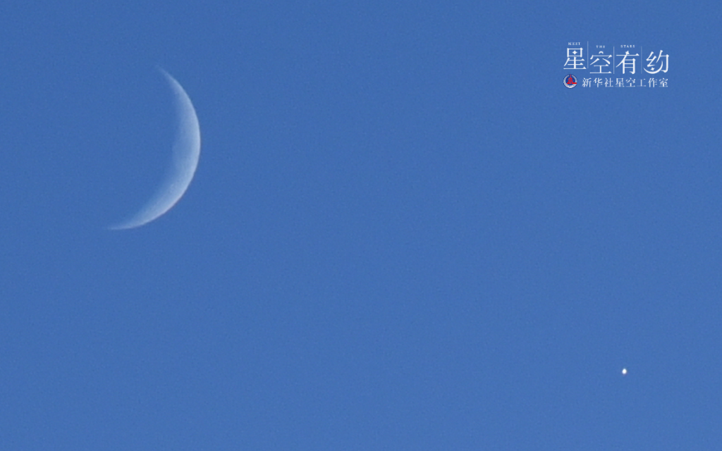  这是天津市天文爱好者杨婧2021年11月8日下午拍摄的金星伴月。（本人供图）