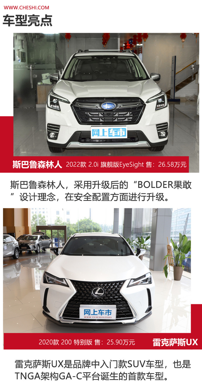 可靠的日系进口SUV你选谁?斯巴鲁森林人 VS 雷克萨斯UX