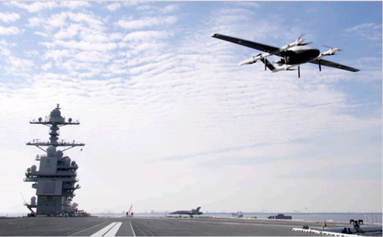 美国“福特”号航母测试用垂直起降无人机运送小型零件