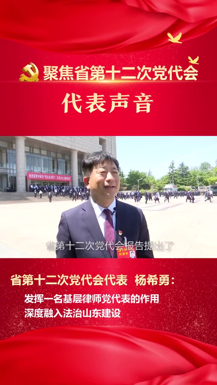 聚焦省党代会·杨希勇:发挥一名基层律师党代表的作用 深度融入法治