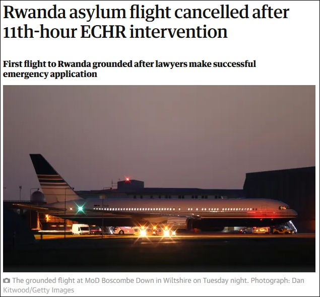 英国《卫报》：欧洲人权法院最后一刻介入，卢旺达难民包机航班被取消