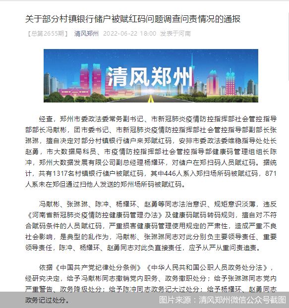 郑州通报部分村镇银行储户被赋红码问题问责情况 多人遭处分休闲区蓝鸢梦想 - Www.slyday.coM 郑州通报部分村镇银行储户被赋红码问题问责情况 多人遭处分休闲区蓝鸢梦想 - Www.slyday.coM