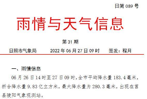 6月26日14时至27日09时 日照全市平均降水量183.4毫米休闲区蓝鸢梦想 - Www.slyday.coM 6月26日14时至27日09时 日照全市平均降水量183.4毫米休闲区蓝鸢梦想 - Www.slyday.coM