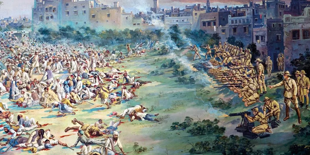 英军在阿姆利则惨案对印度普通人民血腥的镇压，让很多印度人相信必须争取外援才能推翻英国统治。图源：origins