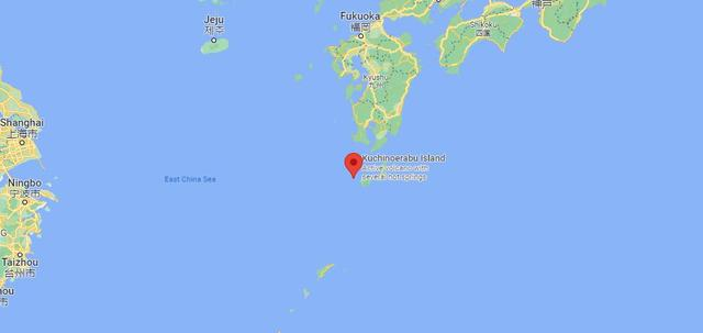 口永良部岛位置,附近为大隅海峡 图自谷歌地图