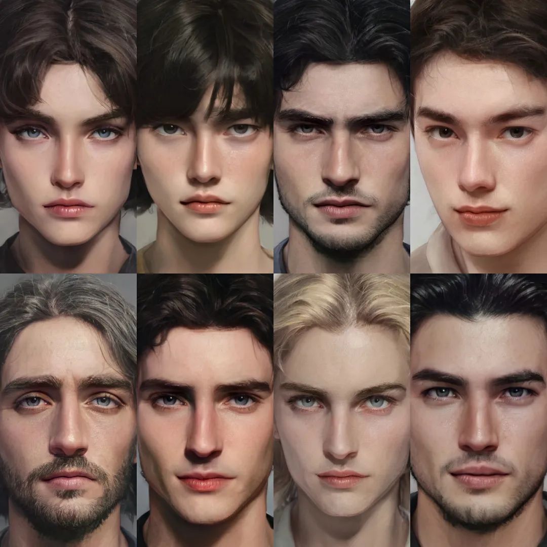 MBTI 16型人格捏脸,两组男女版本。