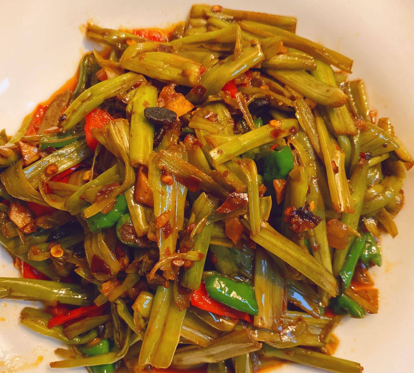 豆豉酸辣空心菜梗冰糖可乐鸡翅蒜蓉空心菜