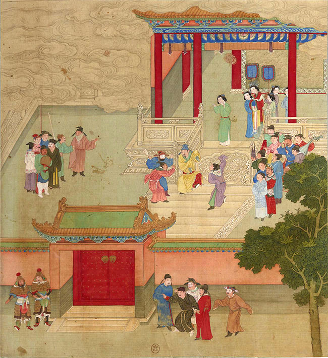 宠信伶人,18世纪《帝鉴图说》彩绘插画
